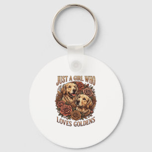 Llavero Solo chica que ama a los golden perro rosas_1