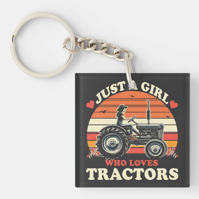 Llavero Sólo Chica que ama a los tractores Tractor Lover V (Frente)