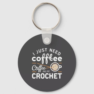 Llavero Solo Necesito Café y Mi Arte de Cita de Ganchillo