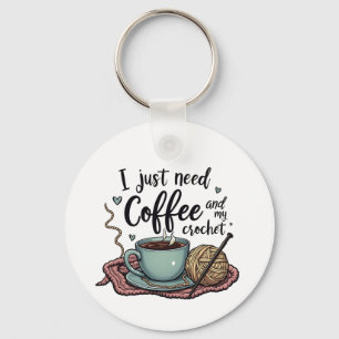 Llavero Solo necesito un café y un crochet