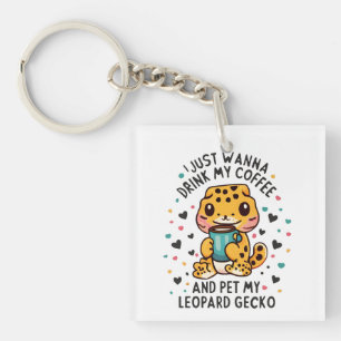 Llavero Solo quiero beber café y Mascota mi leopardo gecko
