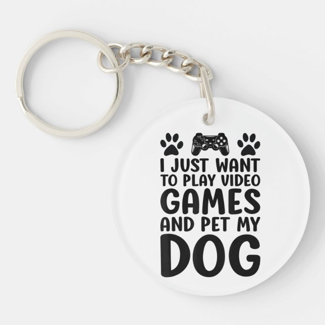 Llavero Solo Quiero Jugar Videojuegos Y Mascota Mi Diversi (Frente)