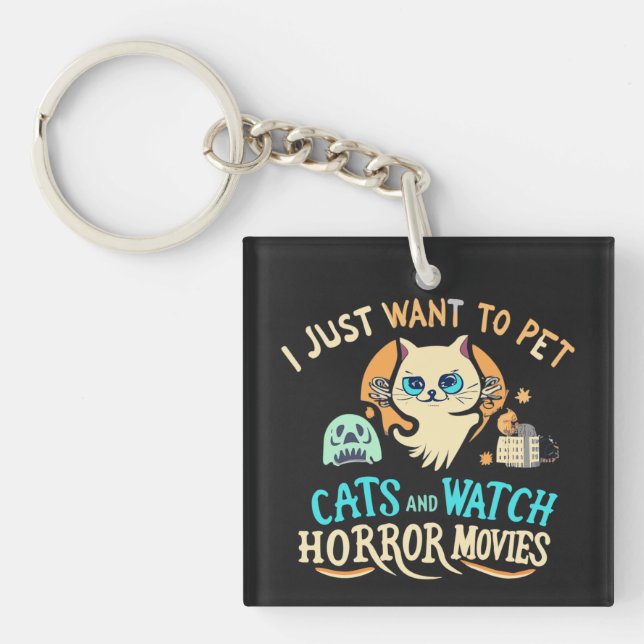 Llavero Solo Quiero Mascotas De Gatos Y Ver Películas De H (Frente)
