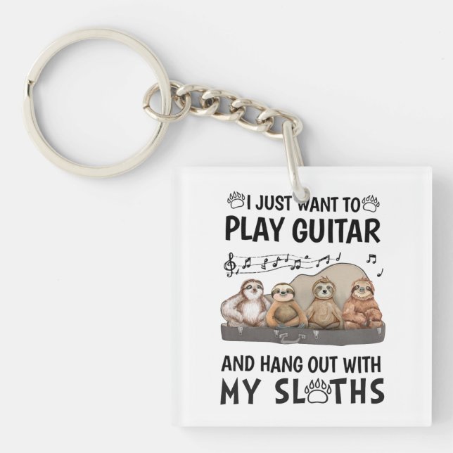 Llavero Solo Quiero Tocar Humor De Guitarra Con Camisetas  (Frente)
