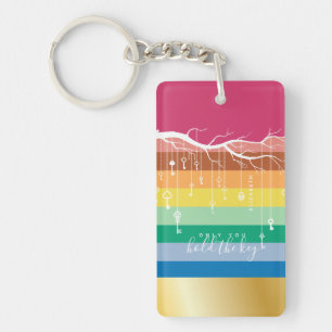 Llavero Sólo tienes la clave Rainbow Branch Script & Gold