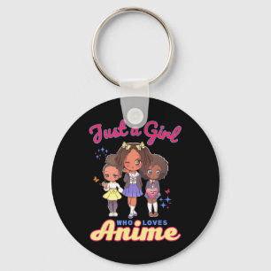Llavero Solo un Chica que ama a Anime Kawaii, afroamérica