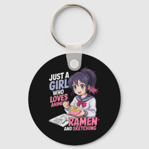 Llavero Solo Un Chica Que Ama A Anime Ramen Y Esbozo