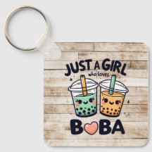 "Solo un Chica que ama a Boba" Keychain personaliz
