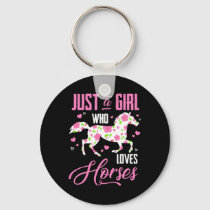 Llavero Sólo un Chica que ama a caballo floral Equestri