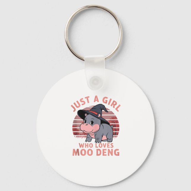 Llavero Sólo un Chica que ama a Moo Deng Curiosamente cute (Anverso)