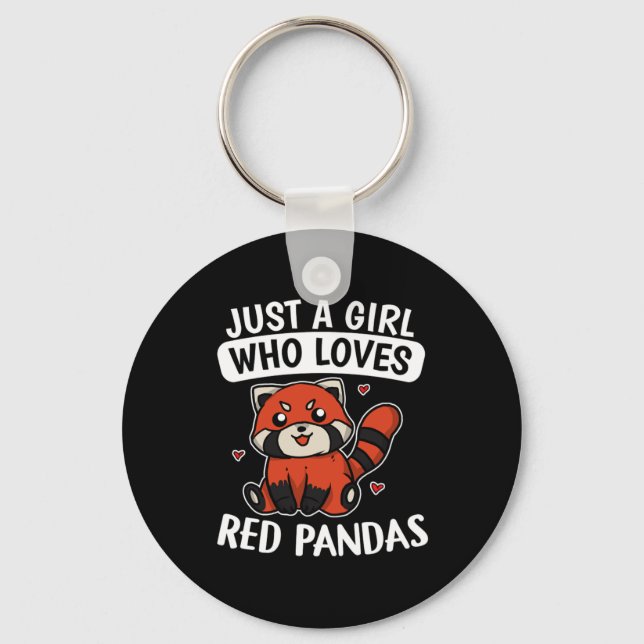 Llavero Solo un Chica que ama el disfraz rojo pandas panda (Anverso)