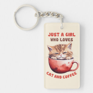Llavero Solo un Chica que ama los gatos y el café (2)
