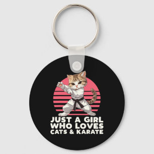 Llavero Sólo Un Chica Que Ama Los Gatos Y El Karate. Funny