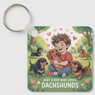 Llavero Solo un niño que ama a los dachshunds