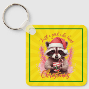 Llavero Sólo una chica que ama el mapache de Navidad-71692