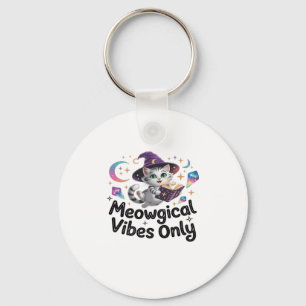 Llavero Solo Vibraciones Meowgicales, Gato Bruja Kawaii Fl