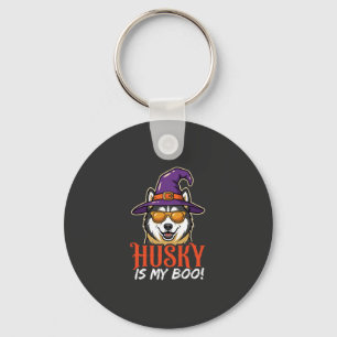 Llavero Sombrero de Bruja Mi Husky de Halloween es Mi Boo