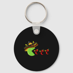 Llavero Sombrero mexicano divertido comiendo calaveras de 