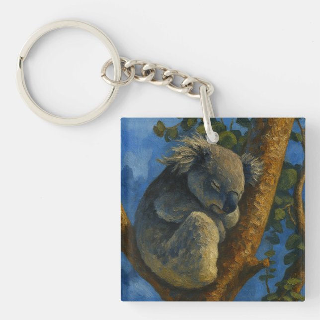 Llavero Soñando en el eucalipto - Dormir el arte de Koala (Frente)