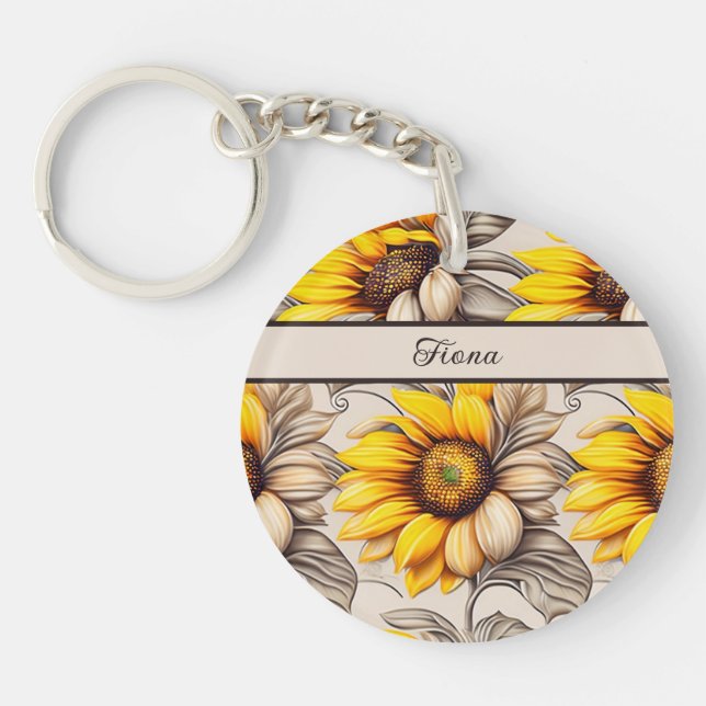 Llavero Sonnenblumen Aquarell Muster (Frente)