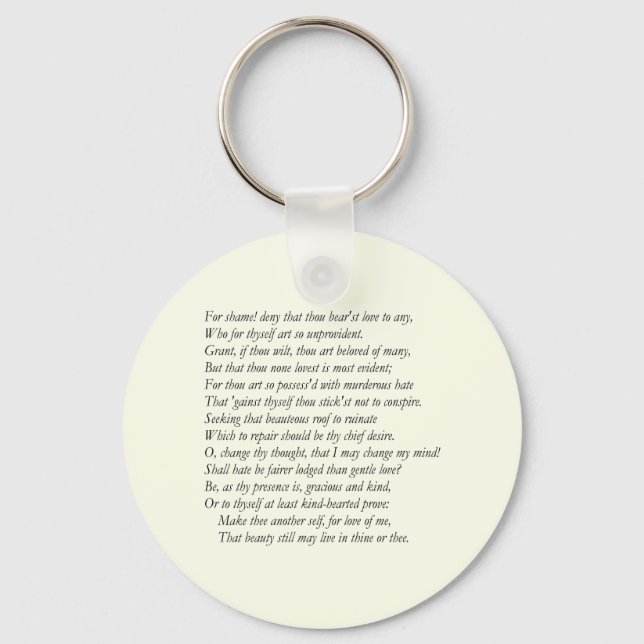 Llavero Sonnet # 10 de William Shakespeare (Anverso)