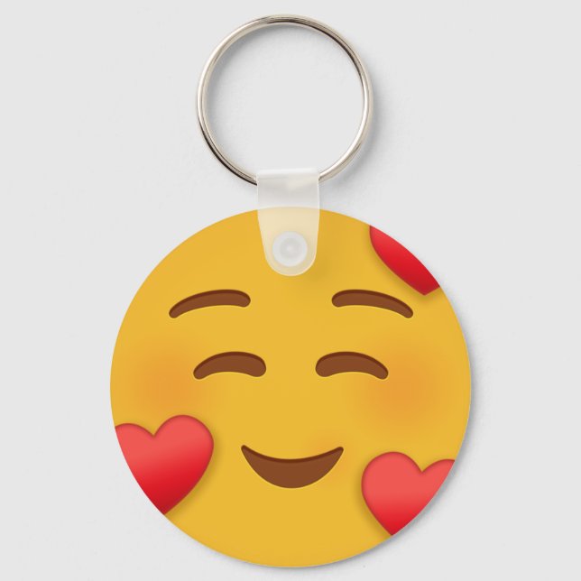 Llavero Sonreir Emoji con corazones (Anverso)