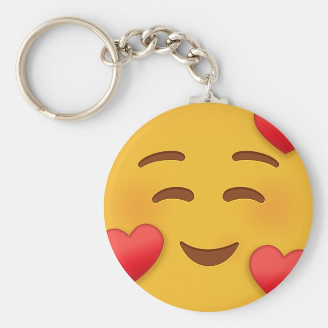 Llavero Sonreir Emoji con corazones (Frente)