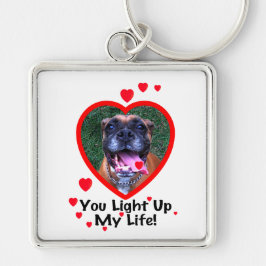 Llavero sonriente del cuadrado del perro del