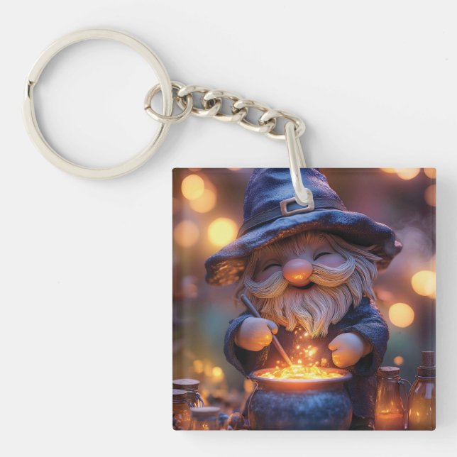 Llavero Sonriente Gnome Stirring Magic Pot (Frente)