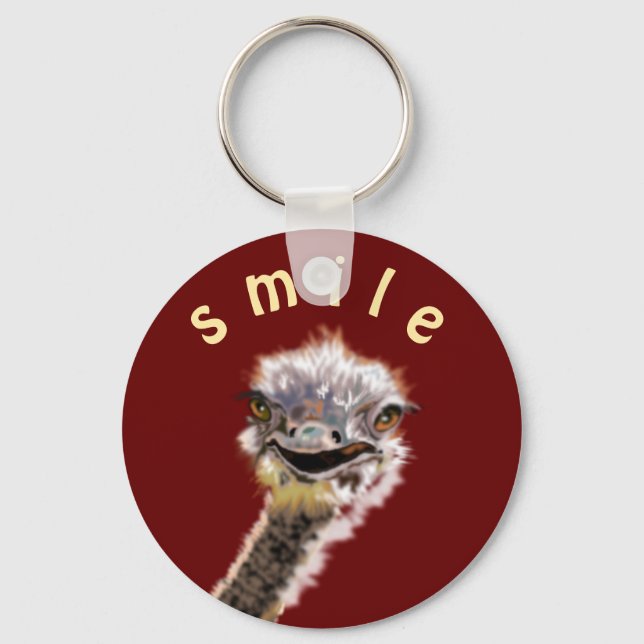 Llavero Sonrisa de regalo de Happy Ostrich Keychain (Anverso)