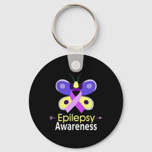 Llavero Soporte de Epilepsia de Cinta Púrpura de Mariposa