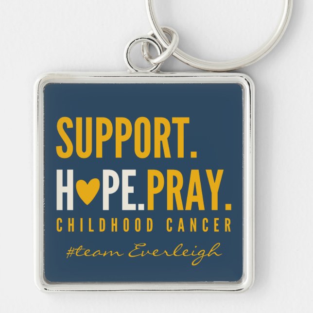 Llavero soporte para cáncer infantil Nombre personalizado  (Frente)