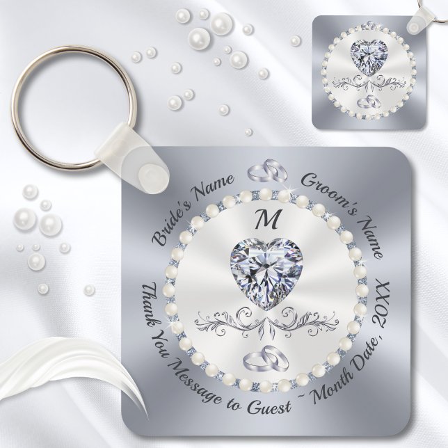 Llavero Sorprendentes favores personales, de bodas de diam (Small gifts for wedding guests. Wedding keychains. Personalized wedding party favors. Heart Diamond.)