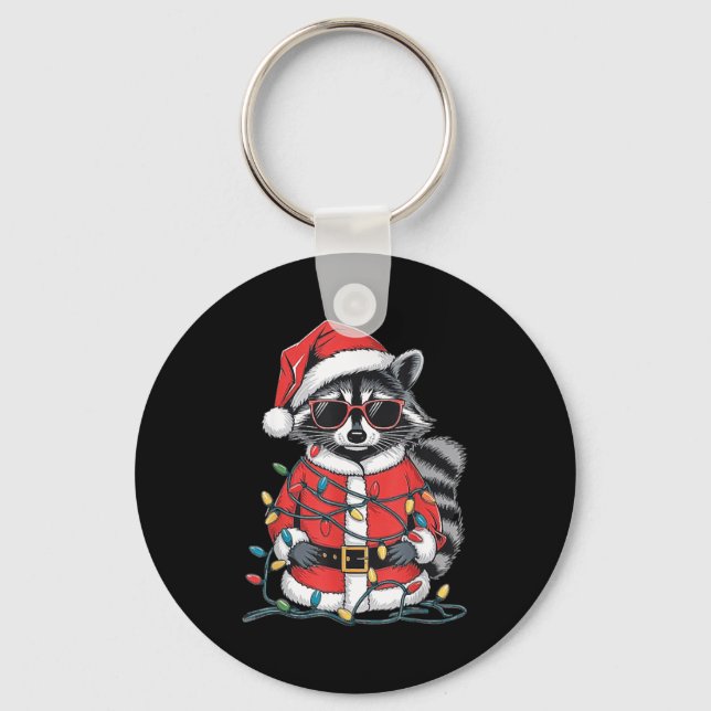 Llavero Sorry Santa I've Been Feral, Christmas Raccoon, Sa (Anverso)