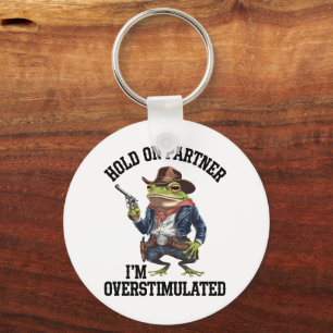 Llavero Sostener a la pareja soy una rana de vaquero sobre