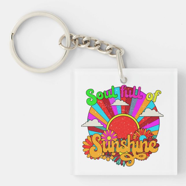 Llavero Soul Full Of Sunshine - colorful retro sun (Frente)