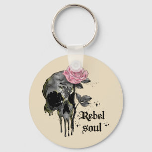 Llavero Soul Rebel - Calavera gótica con rosa rosado