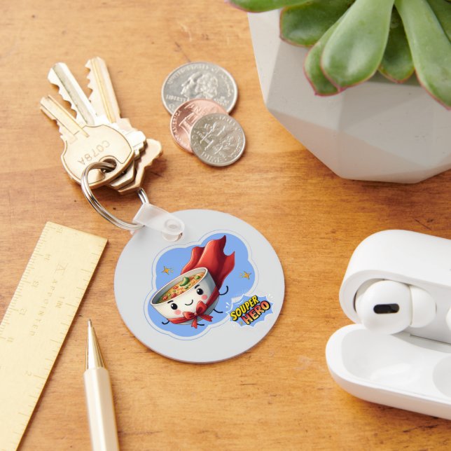 Llavero Souper Hero, Super Hero Soup Pun | (Escritorio )