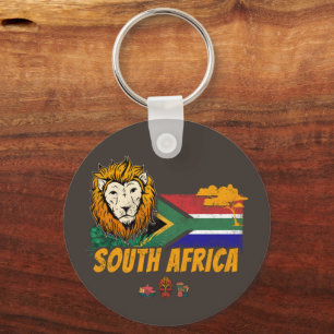 Llavero Souvenir de Safari con bandera de León de Sudáfric