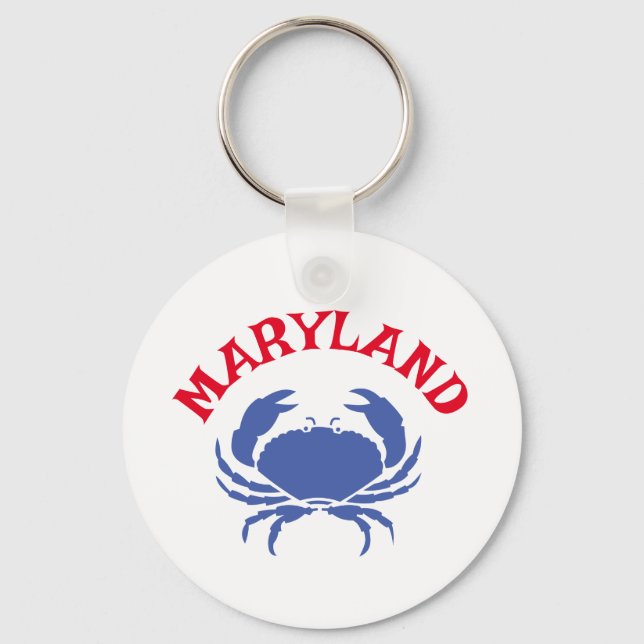 Llavero Souvenir Maryland Blue Crab Viaje Rojo Azul Blanco (Anverso)