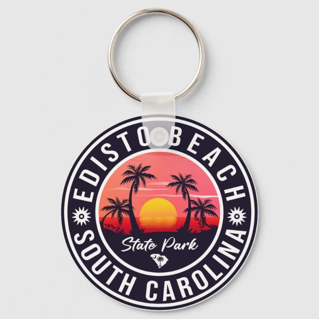 Llavero Souvenir Retro Sunset de Edisto Beach South Caroli (Anverso)