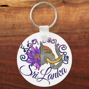 Llavero souvenirs de Sri Lanka con elefante y Lotus