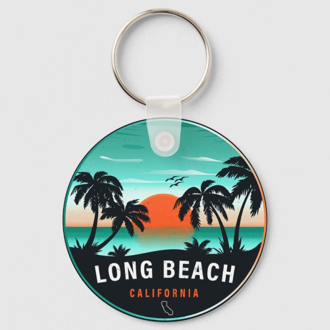 Llavero Souvenirs Retro Sunset de Long Beach California en (Anverso)