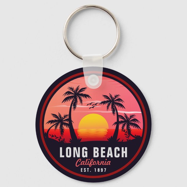 Llavero Souvenirs Retro Sunset de Long Beach California en (Anverso)