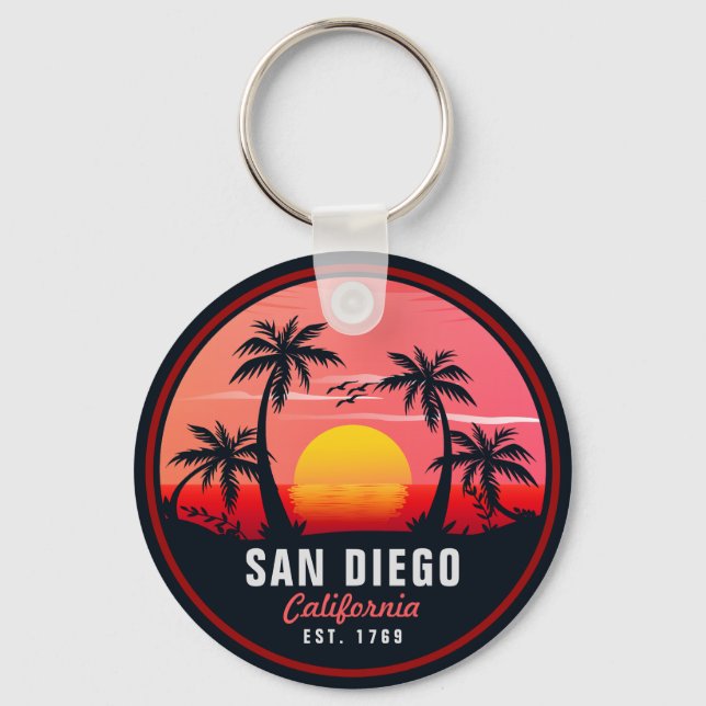 Llavero Souvenirs Retro Sunset de San Diego California de  (Anverso)