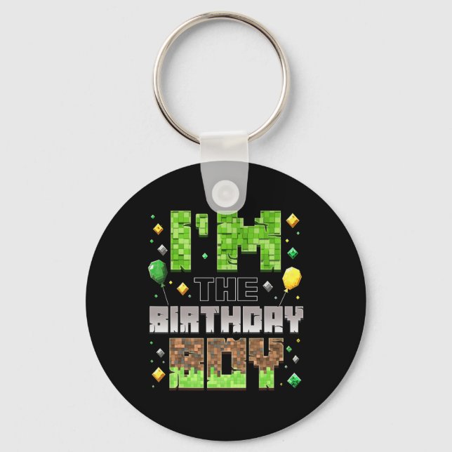 Llavero Soy el Fiesta de cumpleaños Gamer Pixel Boy Bir (Anverso)