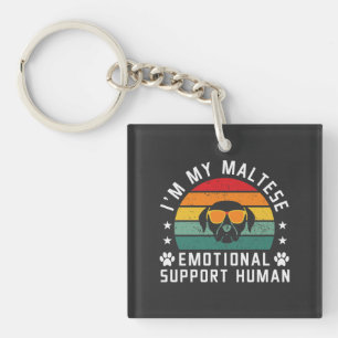 Llavero Soy el humano de apoyo emocional a mi perro maltés