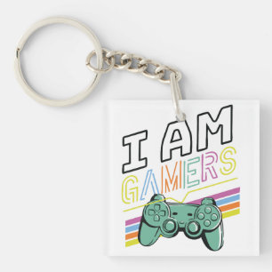 Llavero Soy Jugadores - Diseño Retro Neon Gaming