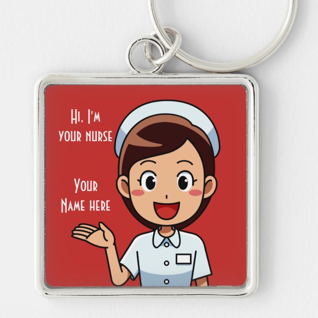 Llavero Soy su enfermera (2.00") Premium Square Keychain (Frente)