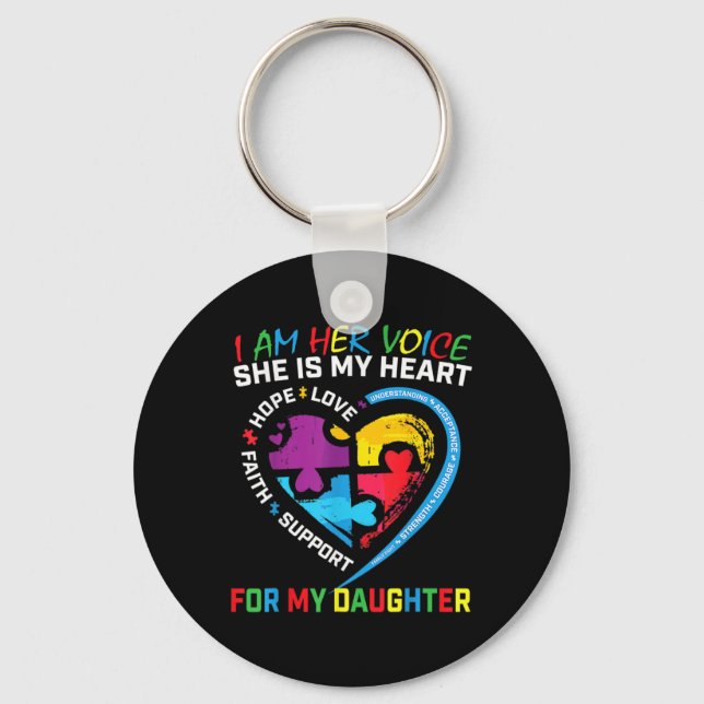 Llavero Soy Su Hija De Voz Autismo Conciencia Mamá Papá P (Anverso)